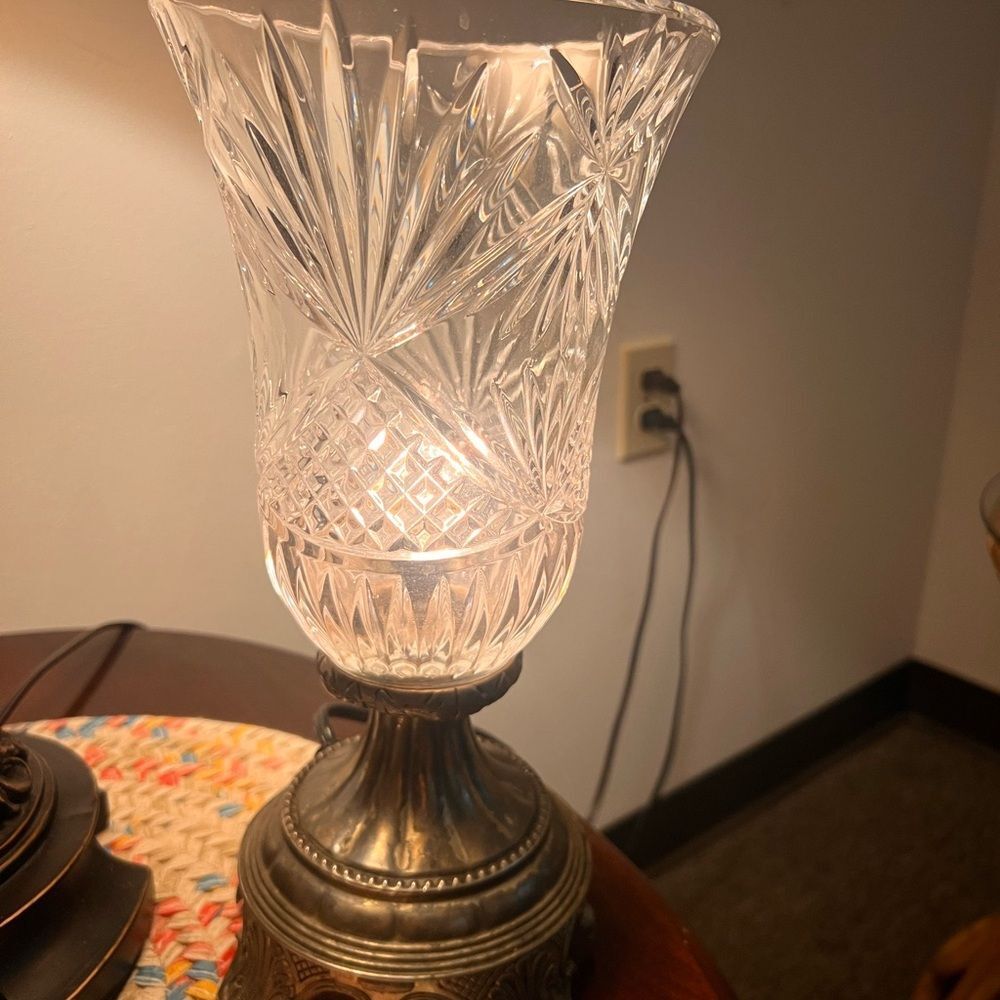 Elegant Crystal and brass Table Lamp